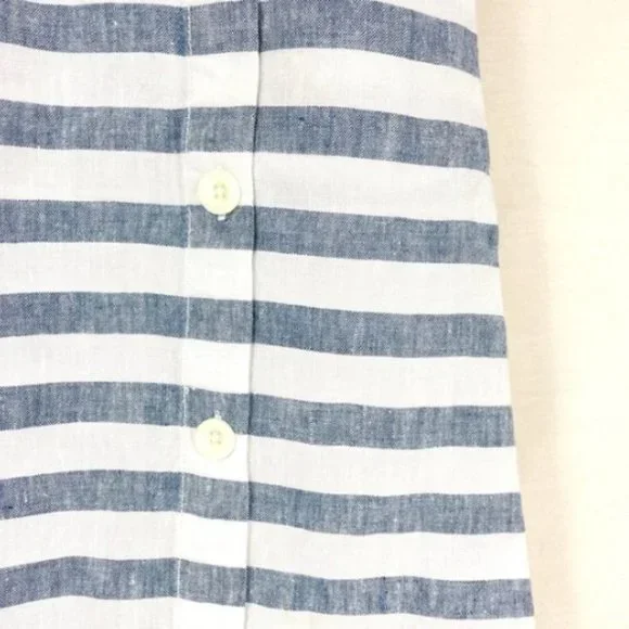 J. Jill Love Linen Blue White Stripe Button Skirt - Picture 5 of 5
